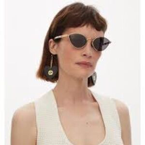 Sold Out Gucci Women's GG Chain-Charm Cat-Eye Metal Sunglasses - Gold Gray